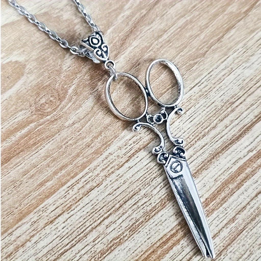 Punk Style Silvery Colored Big Scissor Pendant Necklace Gothic Chain Necklace Fashion Jewelry For Gift-giving