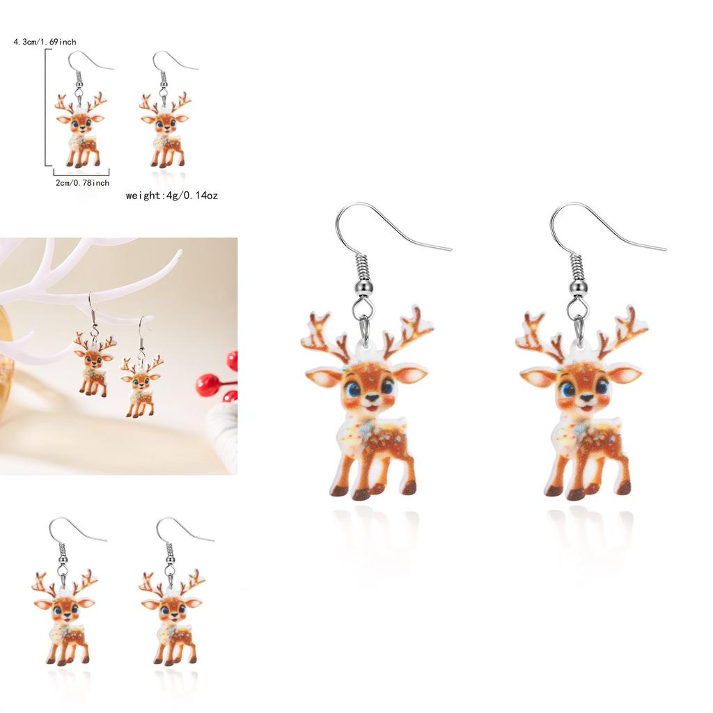 Festive Reindeer Acrylic Earrings For Women With Unique Geometric Style And Christmas Vibe