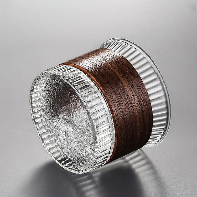 1pc Glass Coffee Mug Japanese Style Walnut Cup SleeveTransparent Kawaii Cup Coffeeware Beautiful Tea Mugs Beer Mug Cute Mug