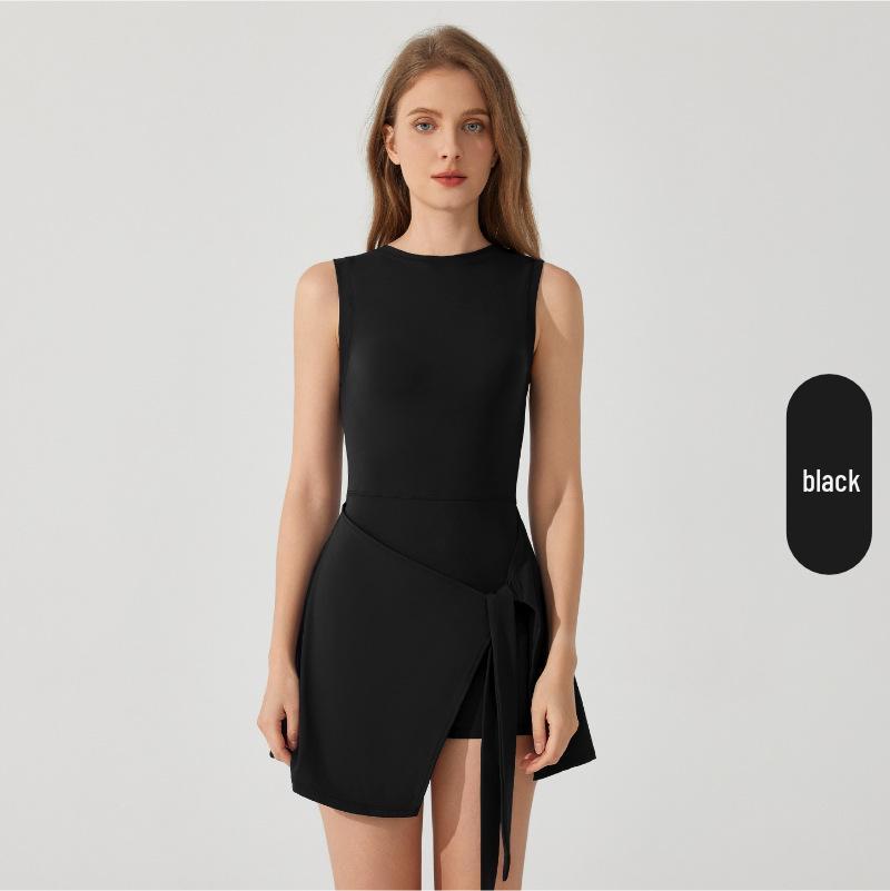 

Телесный антибактериальный боди с перекрестной шнуровкой и дышащей утягивающей посадкой - Женская повседневная юбка для фитнеса, йоги и тенниса M