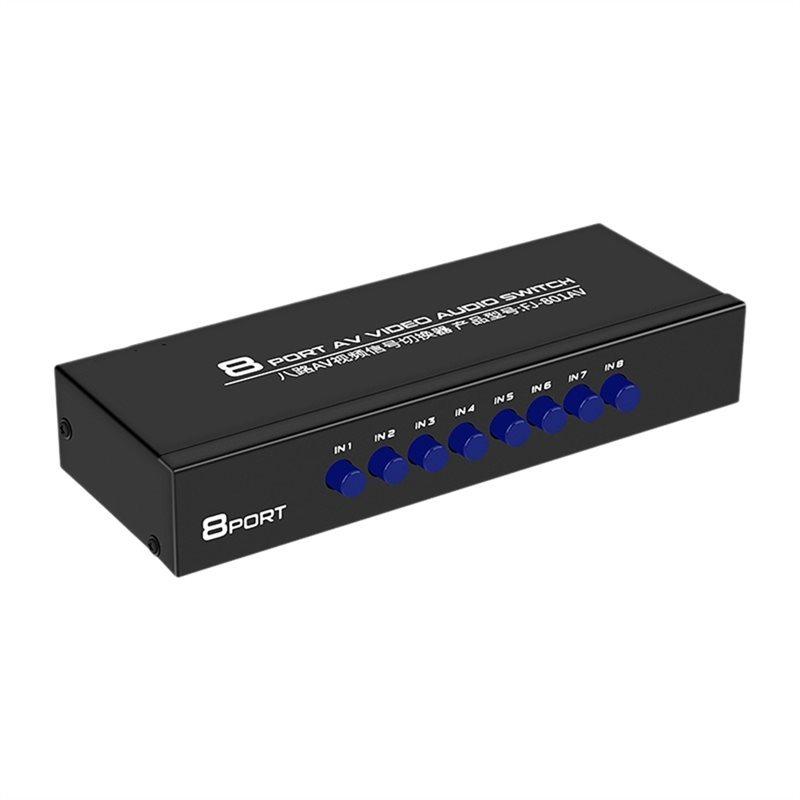 Efficientt-RCA Switcher 8-Way 8 In 1 Out Composite Video Audio And Video Switcher 8-Way AV Switcher