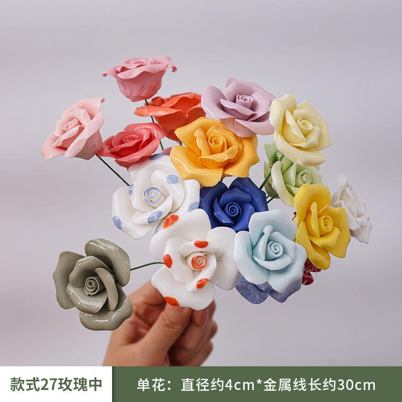 10 Pezzi Fiori Artificiali in Ceramica Fatti a Mano ad Alta Temperatura, Fiori della Vita Eterna, Decorazioni, Regali Unici e Creativi per la Casa