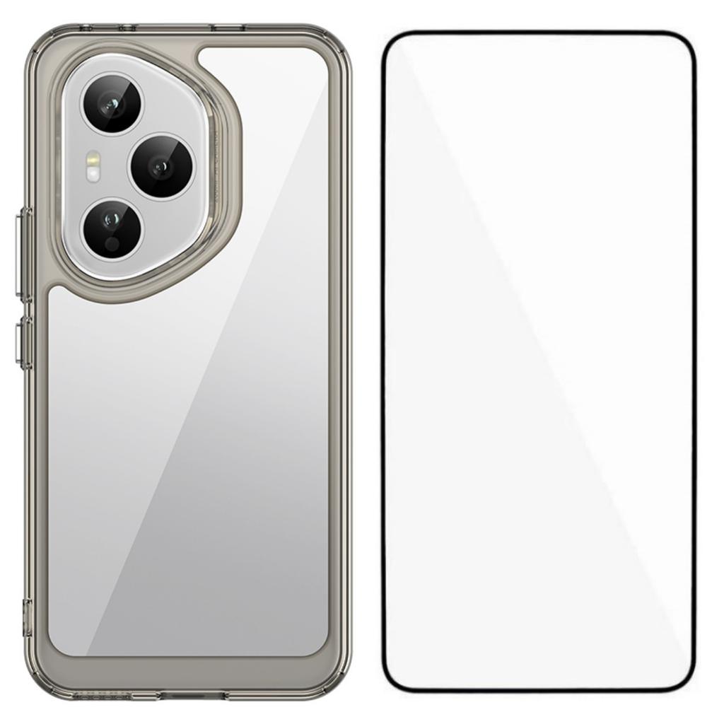 For Honor 400 Pro 5G (Global) Phone Case WANLONFENG XC Series TPU Acrylic Cover with Tempered Glass (Big Lens Hole)