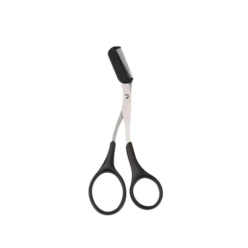 

1pc Eyebrow Trimmer Scissors with Comb - Stainless Steel Precision Beauty Tool,Ergonomic Design, Safe and Easy Eyebrow Trimming чорний