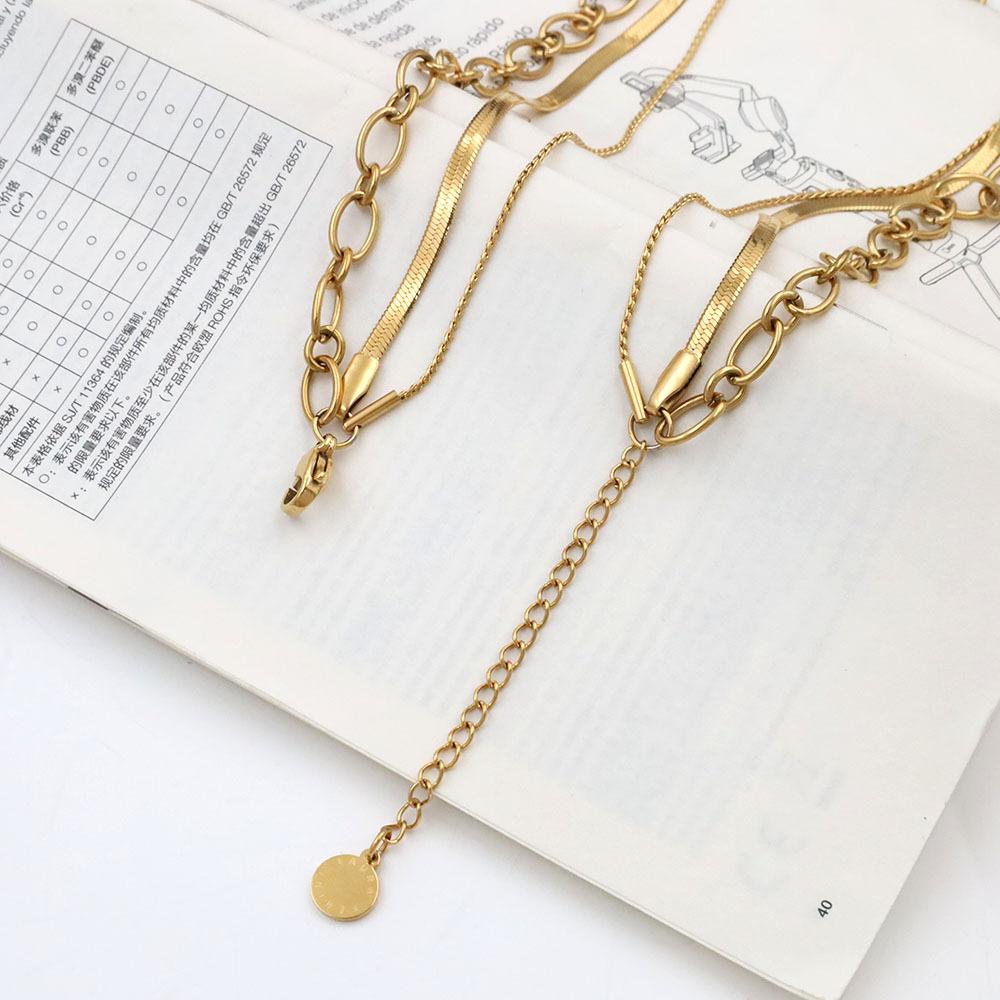 Niche Personalized Metal Chain Multi-Layer With Snake Bone Chain Interlocking Chain Neutral Wind Necklace Female