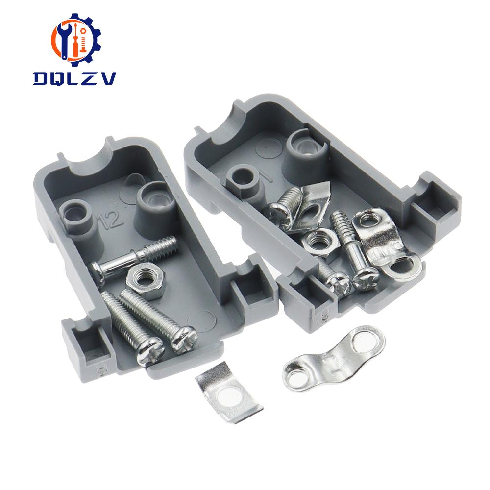 2PCS DB9 Adapter Connector Core RS232 Serial COM Plug Connectors Hole/pin Female Male Port Socket D Sub DP9 Plastic Case