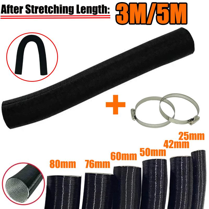 25mm 42mm 60mm 50mm 75mm 80mm Air Diesel Parking Heater Duct Pipe Tube Hose 3M 5M Length With 2 Clamps For Webasto Eberspacher
