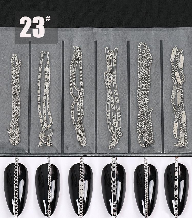

Value Six-Pack Japanese Creative Nail Decorative Chain Pearl Rhinestone Chain Nail Art Metal Color Retention Chain