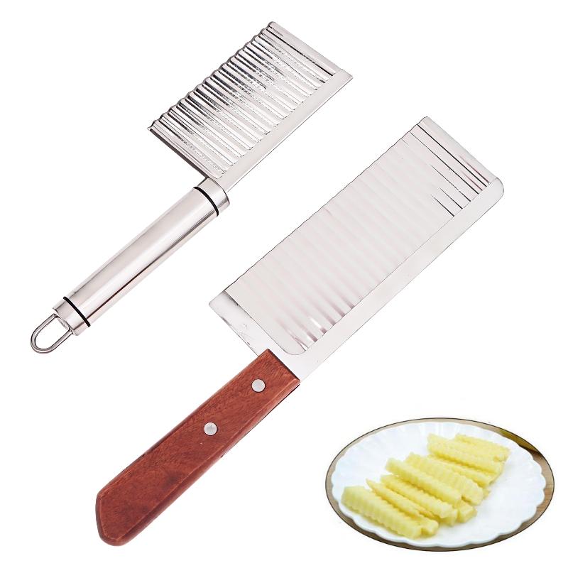 Stainless Steel Crinkle Cut Potato Slicer Wavy Blade Cutter Potato Chopper For Vegetable Chip Making Kitchen Cooking Tool