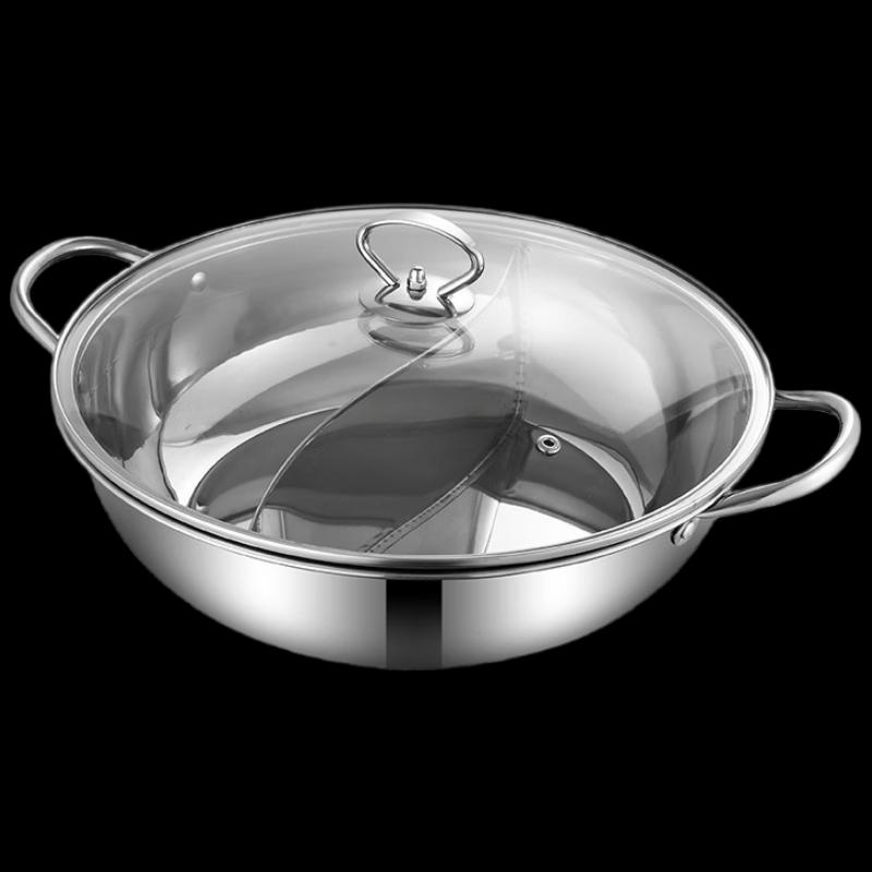 34cm 201 Stainless Steel Divided Hot Pot with Lid