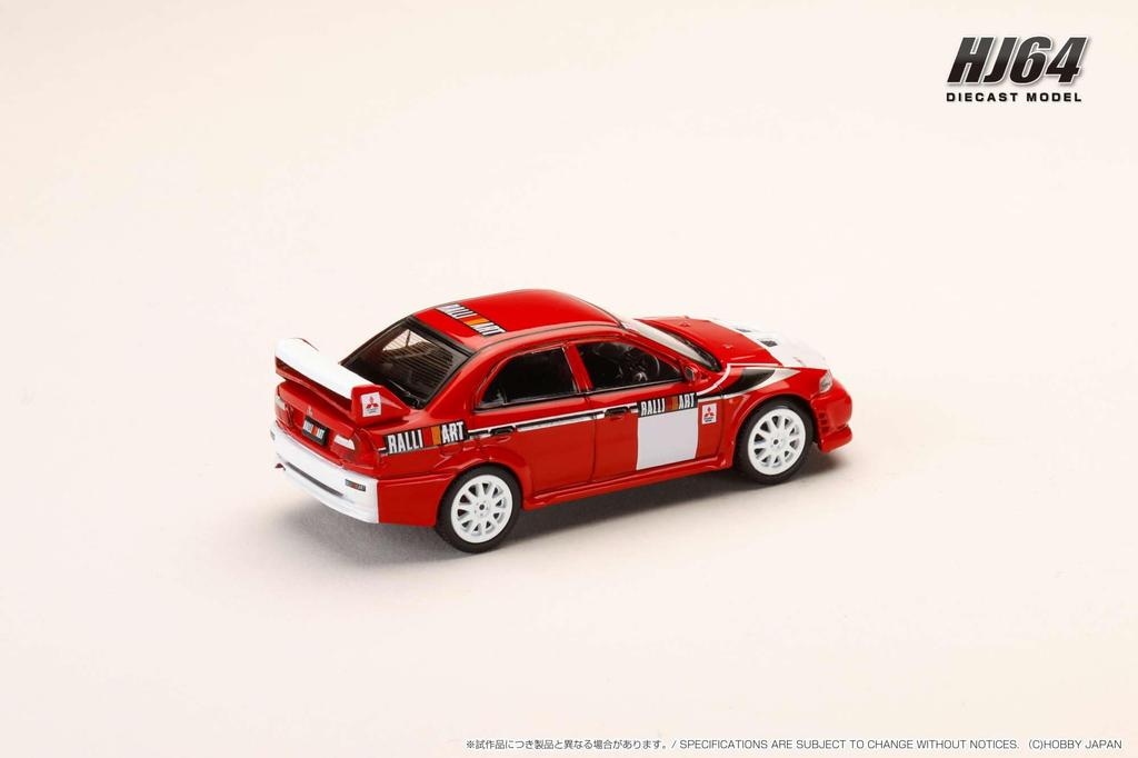 Hobby Japan HJ64 Mitsubishi Lancer RS Evolution 6 2000 RALLIART Red Finished Model HJ643033RB 1/64 (CP9A)