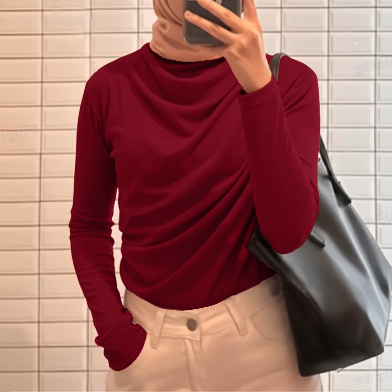 ZANZEA Women Casual Pile Collar Solid Color Long Sleeve Blouse
