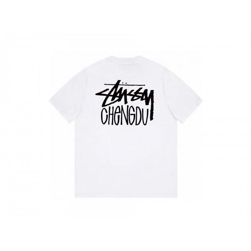 Stussy Short Sleeve T-Shirt Teens Loose Fit 270g Cotton Round Neck Casual Wear