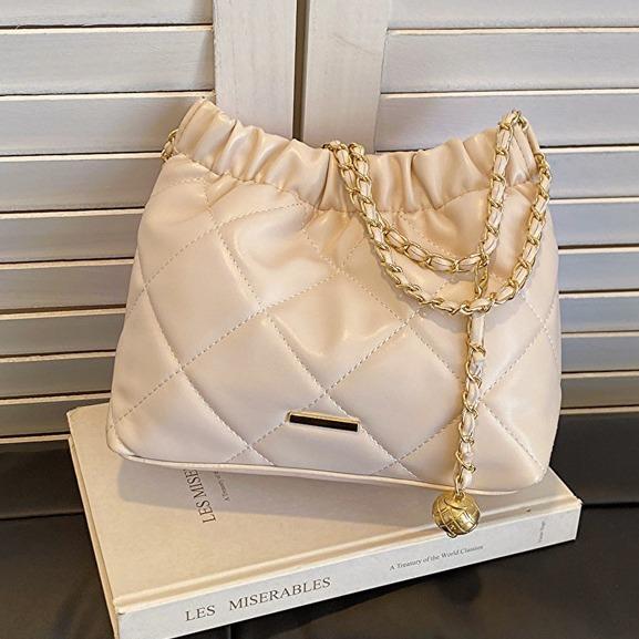 Geantă de umăr pentru femei Xiaoxiangfeng, geantă casual cu romburi, geantă de navetă cu lanț, geantă crossbody