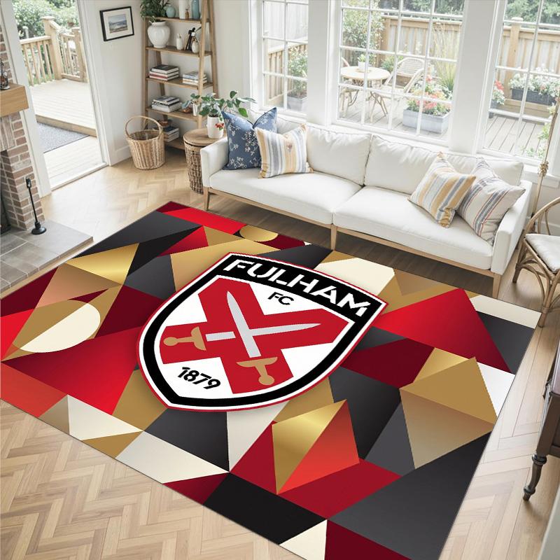 Fulham Football Design Crystal Velvet Carpet Cozy Non?Slip Printed Rug For Bedroom Living Room Entrance
