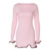Autumn Mini Dress for Women Long Sleeve Ruffles Patchwork Slim Sexy Shorts Dress Elegant Female Party Dresses