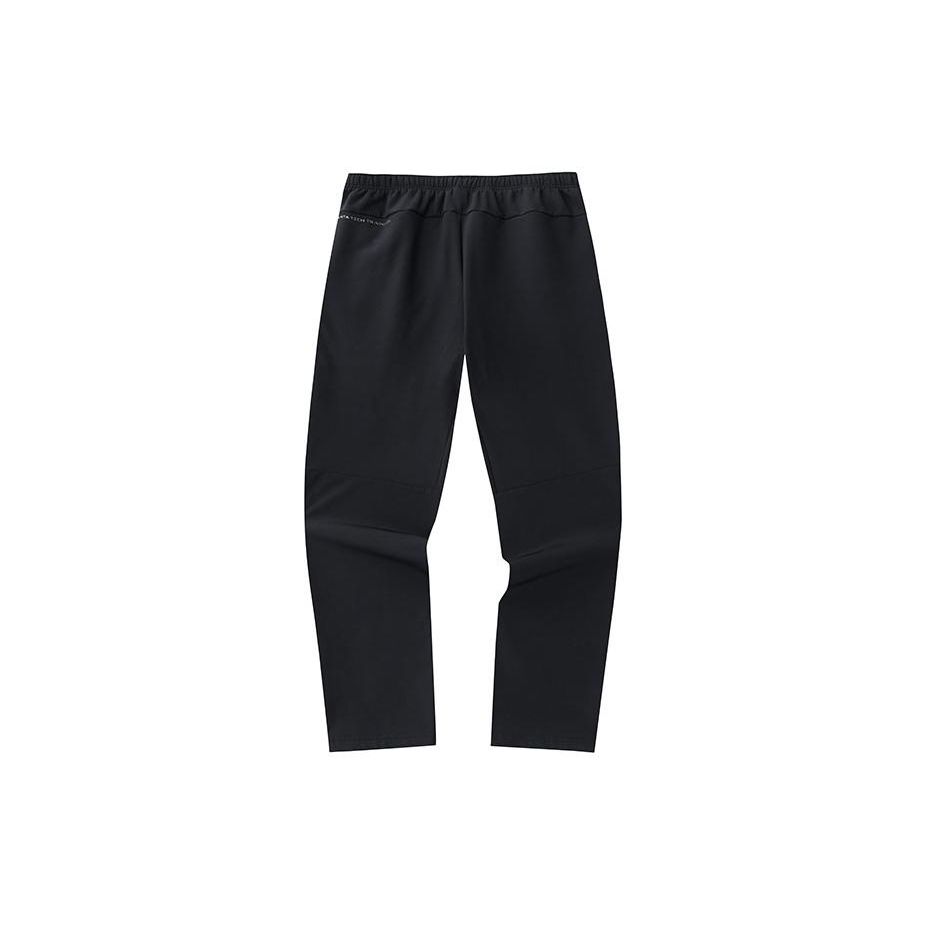 Anta Training Series Solid Color Mid Waist Straight Leg Fleece Sports Pants Men Pants Basic-Black 152347505-2