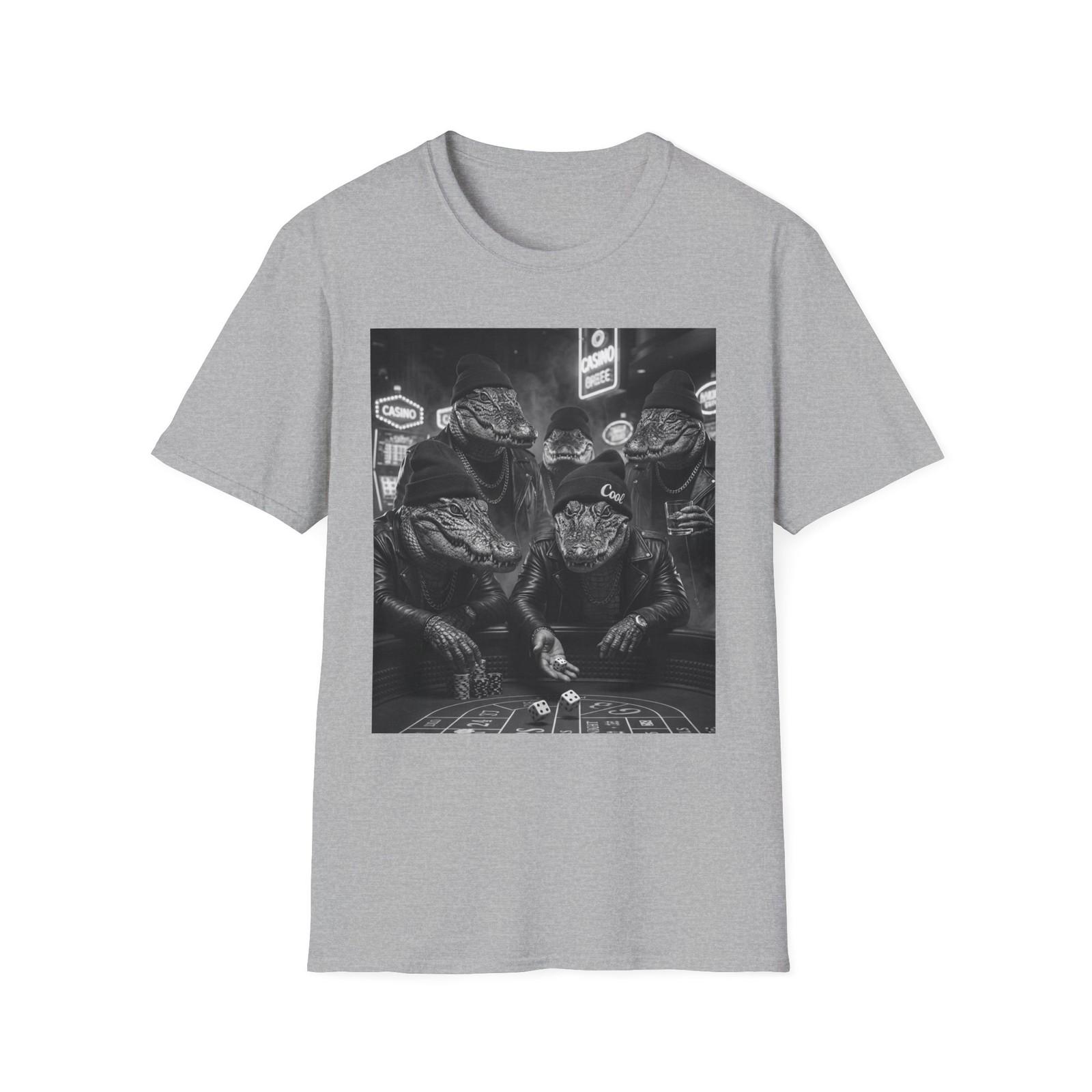 Crocodile Casino T-Shirt Multicolor Urban Gambling Graphic Tee S разноцветный