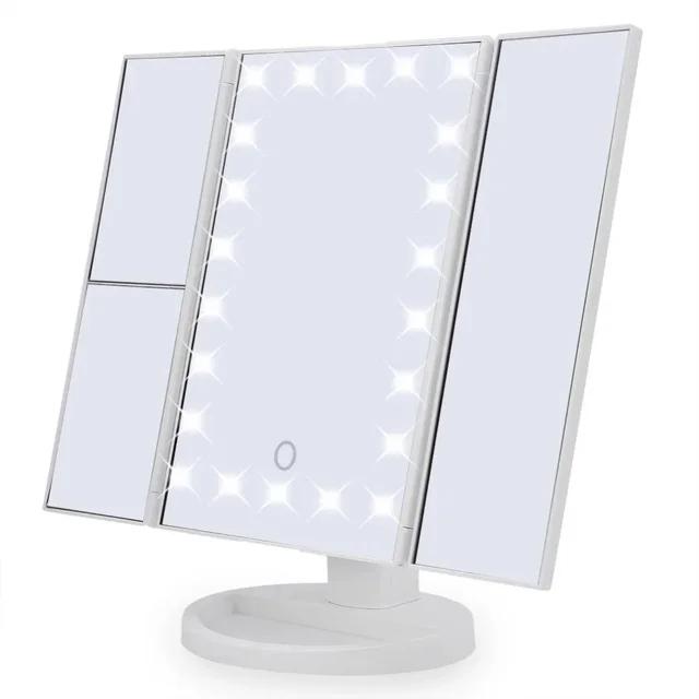 Multifunctional LED Makeup Mirror 1/2/3X Magnifying Vanity 180° Rotation With 22 LED Lights Household Desktop Makeup Lighting