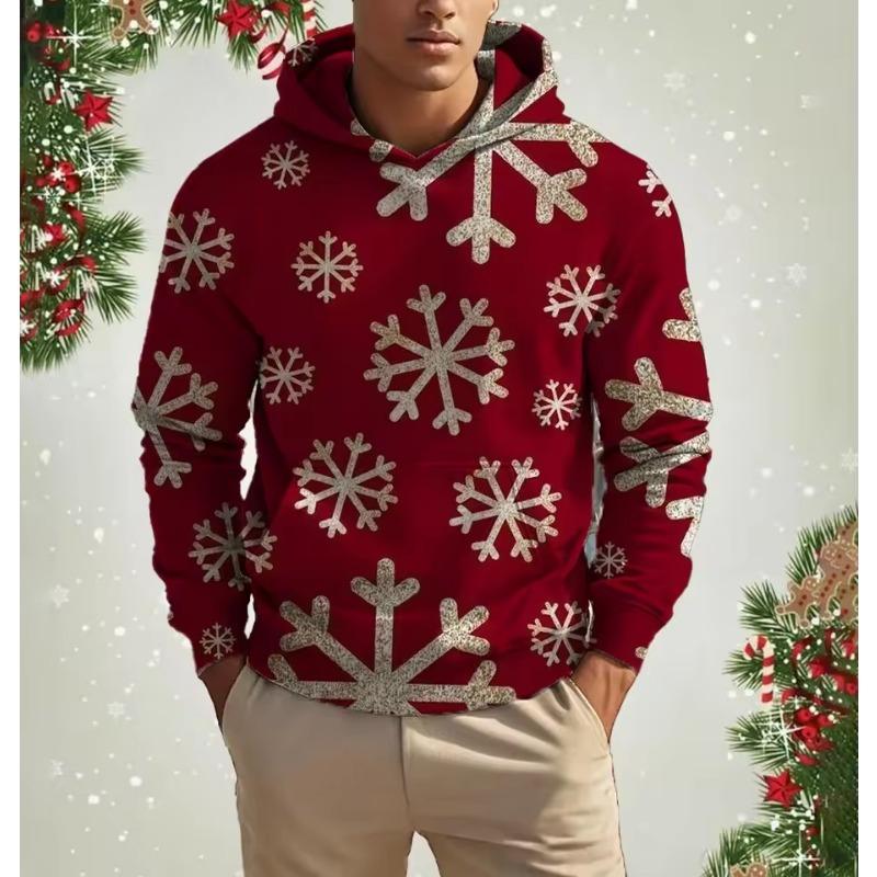 Men's Christmas Reindeer Print Hoodie Animal Cartoon Pattern Sweatshirt Casual Cute Polyester Spandex Blended Hooded Sweatshirt