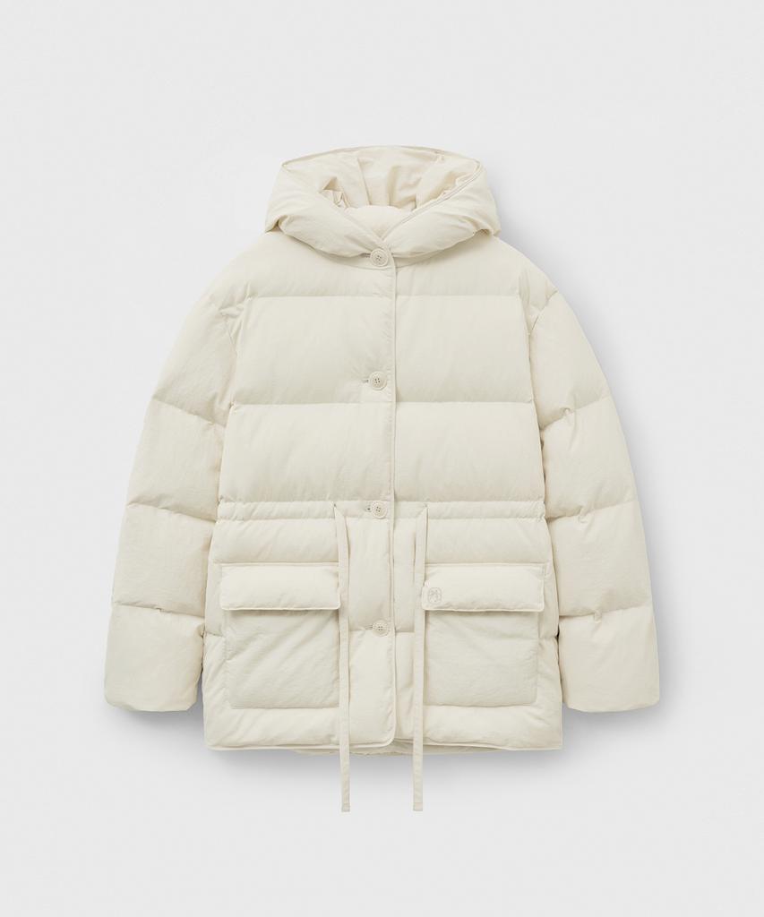 MONGDOL Duck Down String Belted Half Padded Jacket Cream Mdjp025Cream