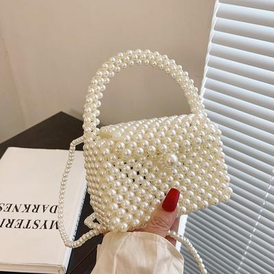 Fairy Bag New 2025 Summer Mori Girl Handbag Ins Shoulder Crossbody Pearl Woven Bag