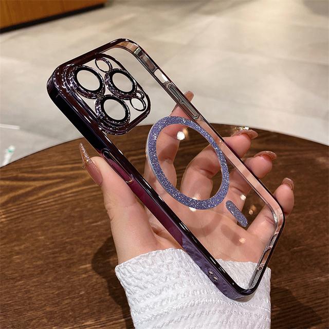 

Для Iphone 14 Блискучий бездротовий зарядний захисний чохол для телефону для Iphone 14 Pro Max 12 13 Pro Max Прозора м’яка обкладинка For iPhone 14Pro