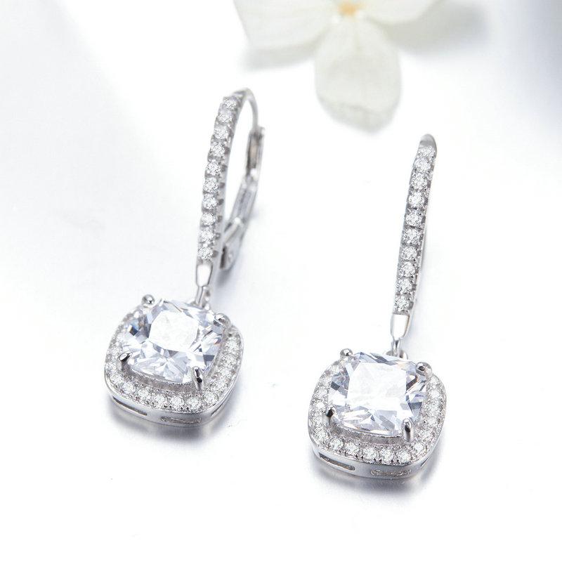 WOSTU 925 Sterling Silver European Simple CZ Ear Buckles Heart Hoop Earrings for Women Wedding Gift Minimalism Jewelry