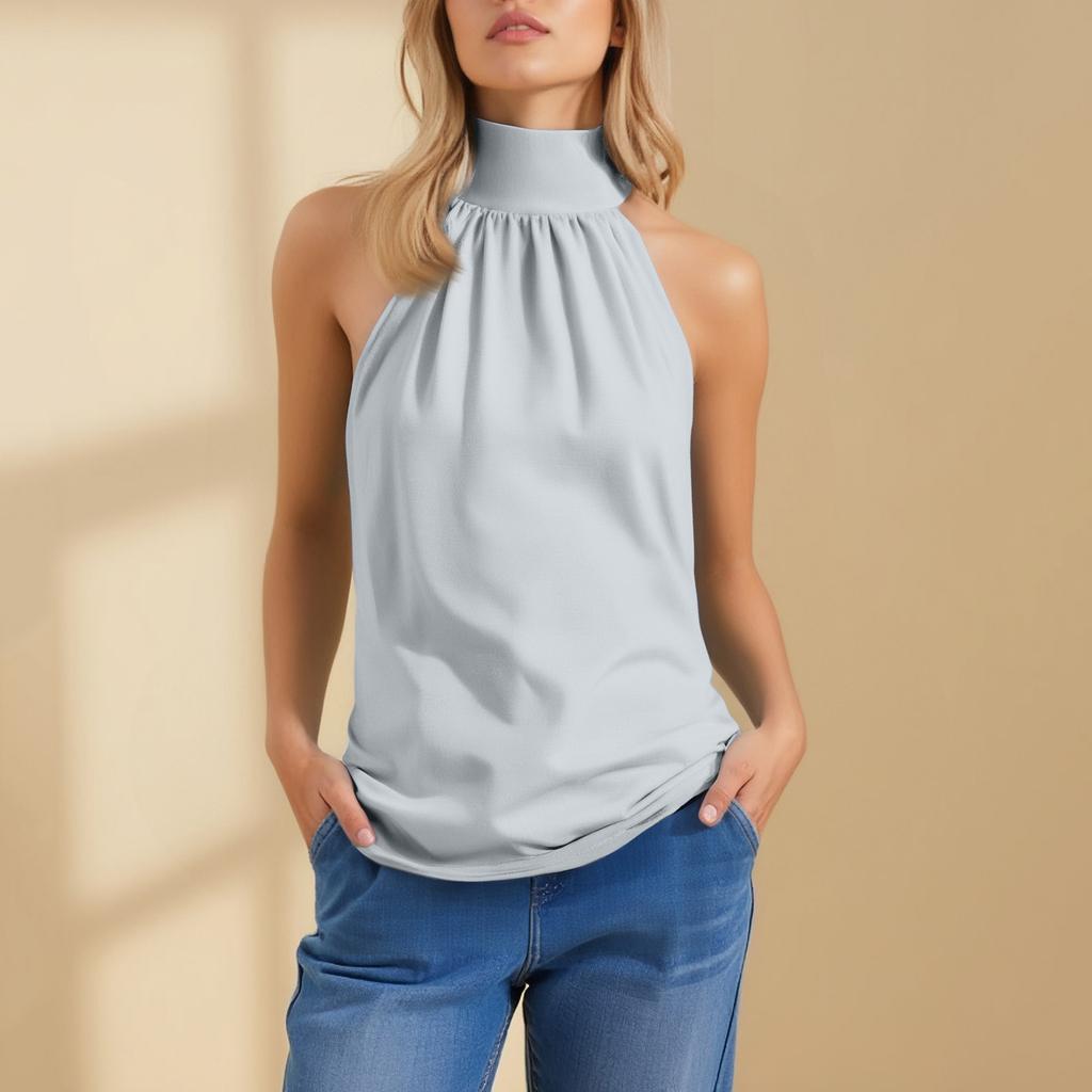 Modisches und lässiges ärmelloses einfarbiges sexy rückenfreies Top für Damen