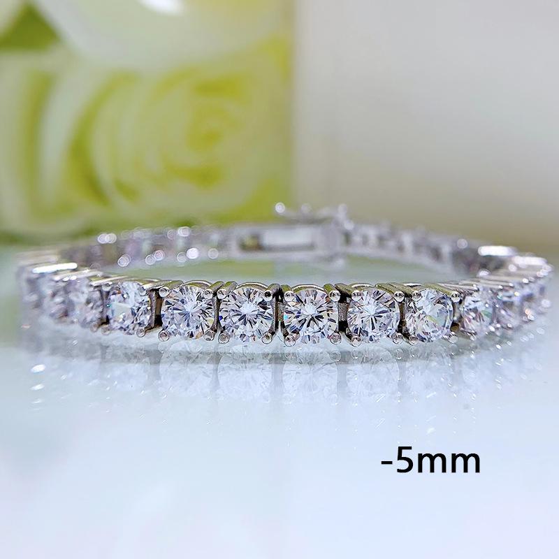 

Longlong Gold Jewelry Срібло 925 проби Браслет з діамантами високої вуглецевості для чоловіків і жінок, Європейський та американський стиль, 4-7 мм 925 Silver