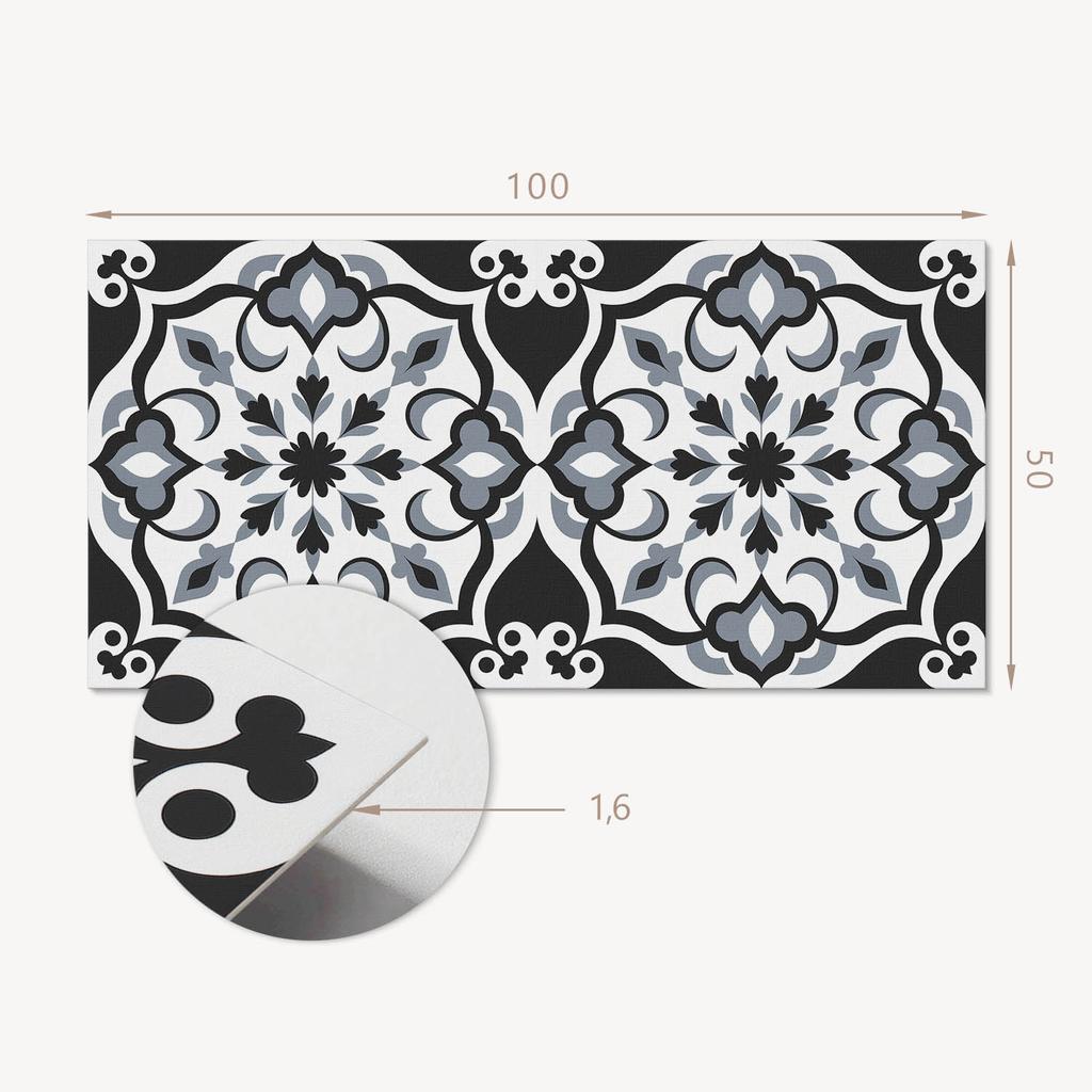 Panel Dekoracyjny Z Grafiką Przyklejany 100X50 Cm Wzór Kwiatowy Z Ornamentami