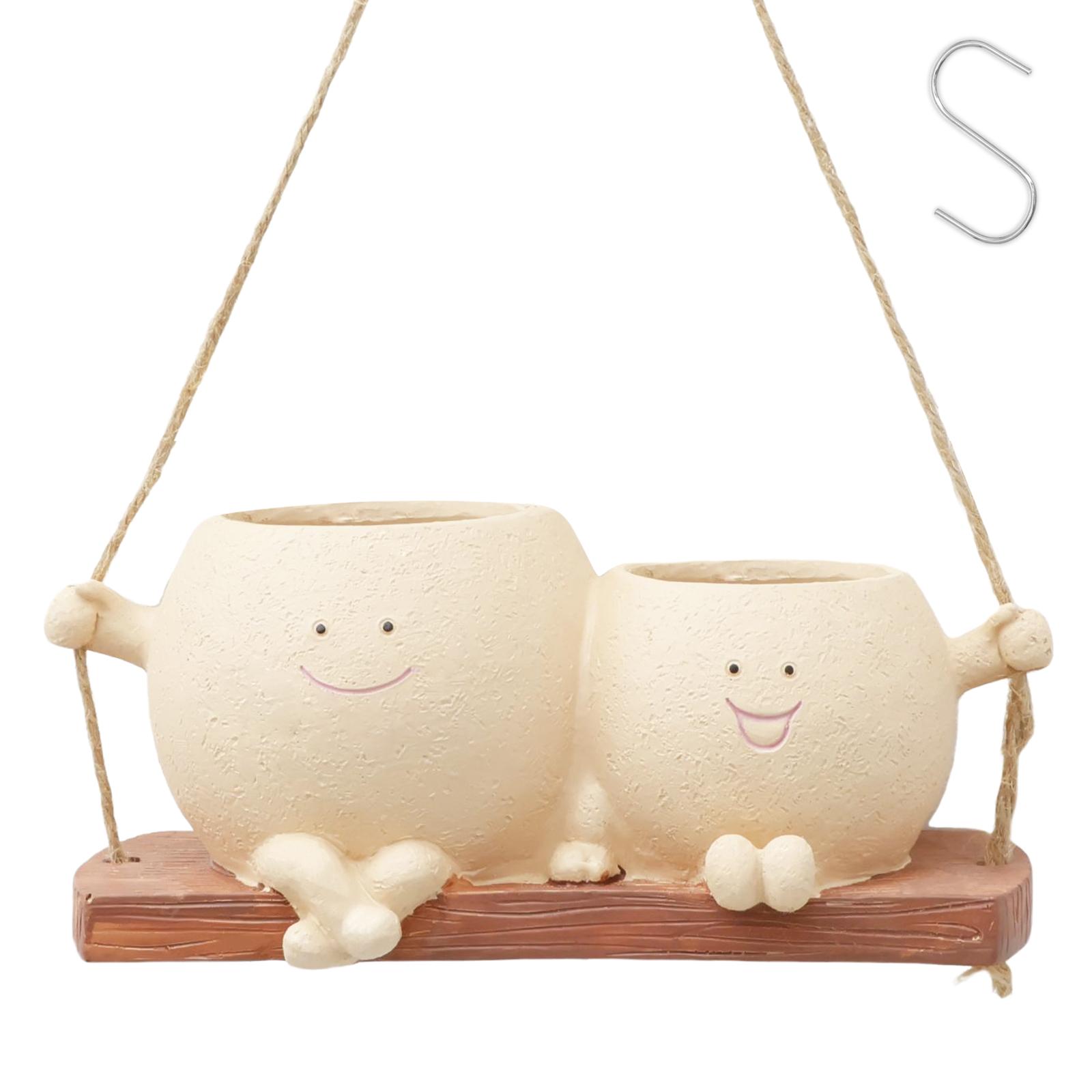 

Милый цветочный горшок, настенный плантатор, качающийся плантатор с лицом, смоляной плантатор с улыбающимся лицом, креативный настенный подвесной плантатор в виде головы, садовые инструменты бежевый