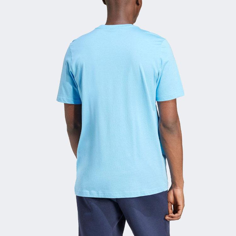 Adidas Solid Logo Breathable Crew Neck Short Sleeve T-Shirt Men Tops Blue IS1317