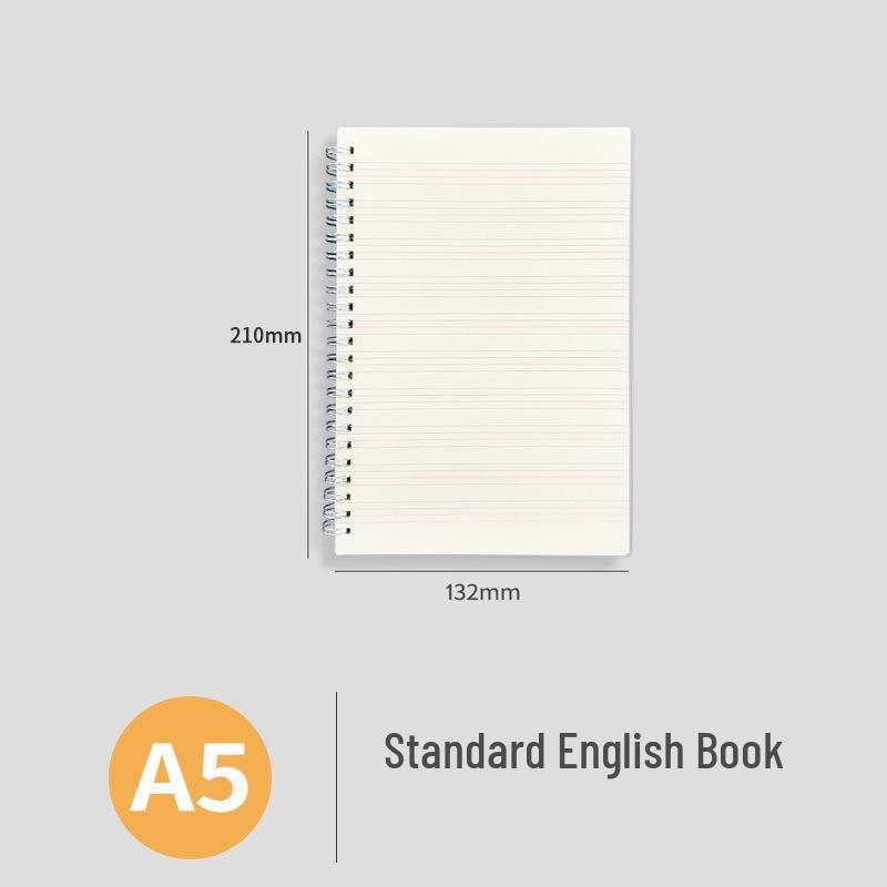 Thickened B5 Spiral English Notebook for Students: Junior High, High School, College Side-flip Spiral Notebook