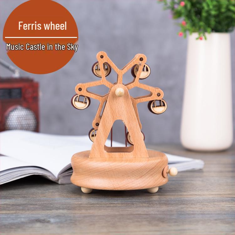 Wooden Carousel Music Box – Creative Solid Wood Home Decor & Valentine's Day Gift