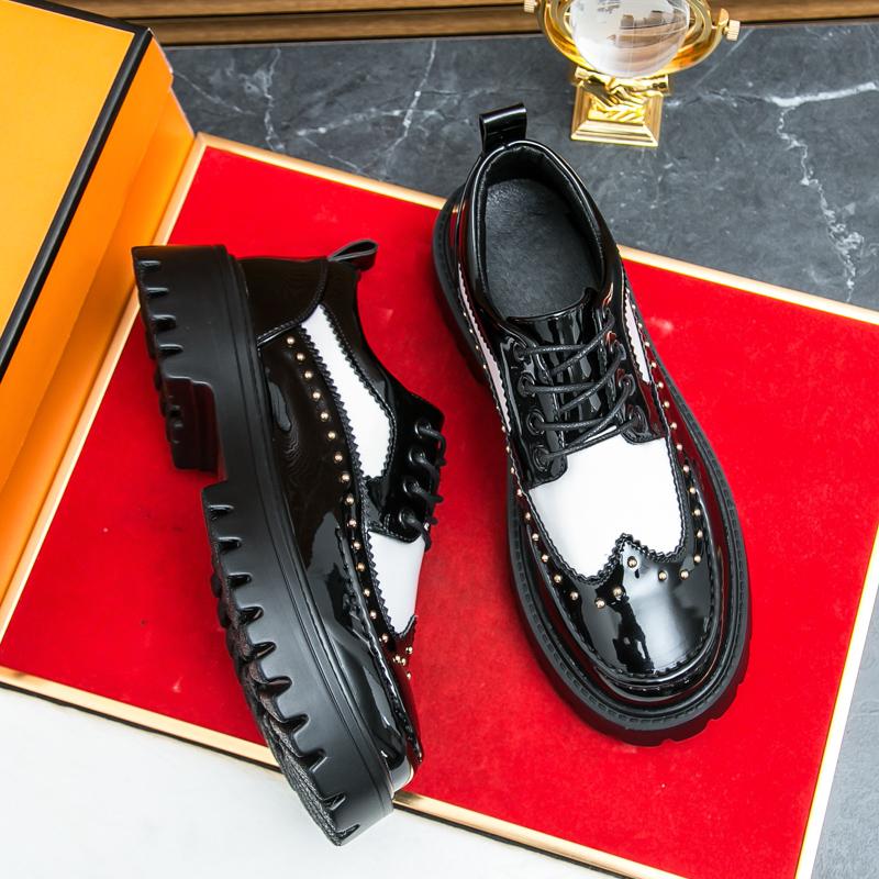 Fashion Thick Bottom Business Derby Shoes Formal Leather Shoes Men's Driving Shoes Wedding Fashion Quality Oxford Pointed Office Shoes