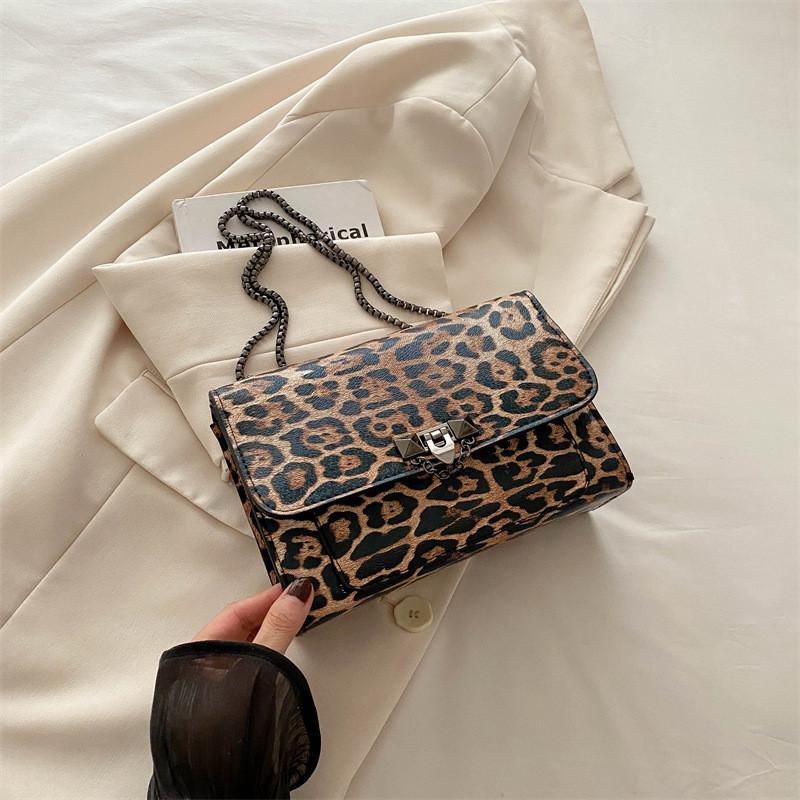 Trendy Summer Handbag Elegant Chain Strap Shoulder Bag In Chic Leopard And Cow Print Design