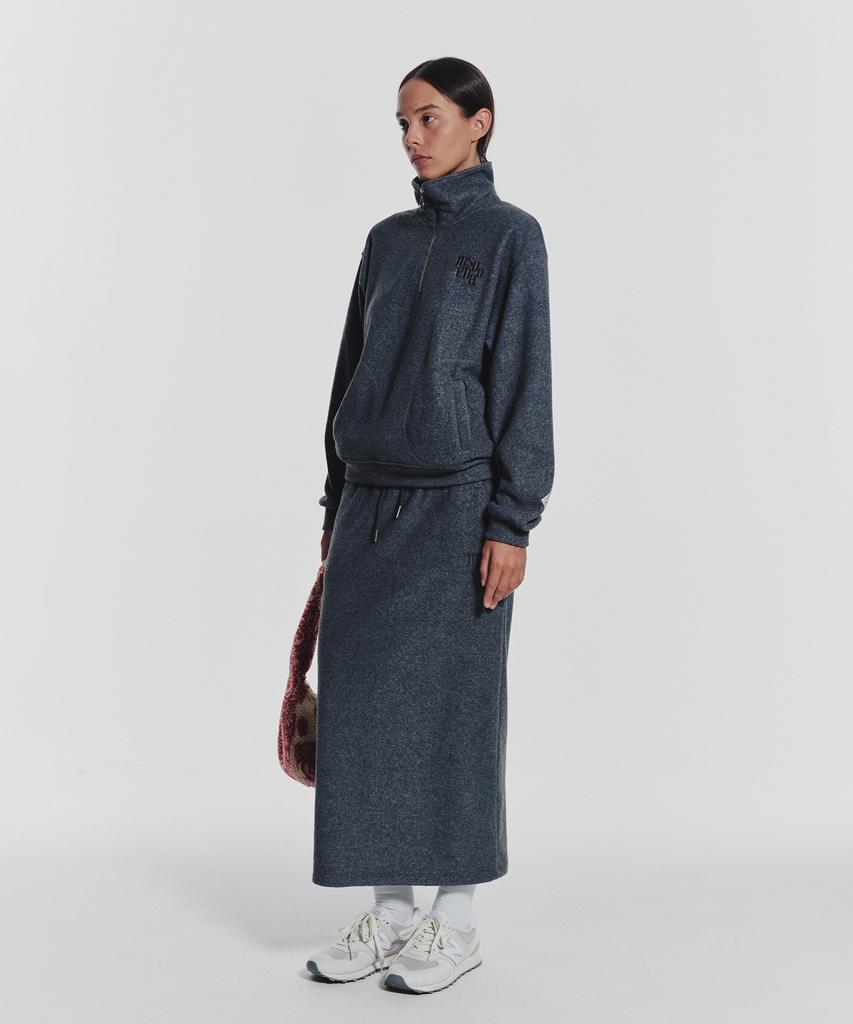 Minasu Terry Fleece Long Skirt_Charcoal