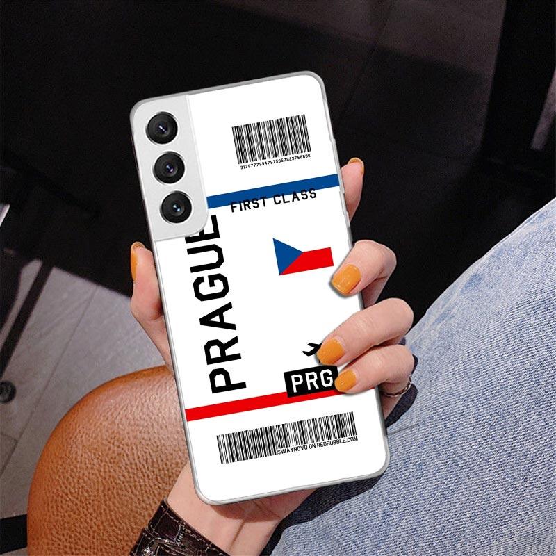 Travel Ticket Label Phnoe Case for Samsung Galaxy S26 S25 Edge S23 S24 Ultra S22 Plus S21 S20 FE Unique Cover Soft Coque Galaxy