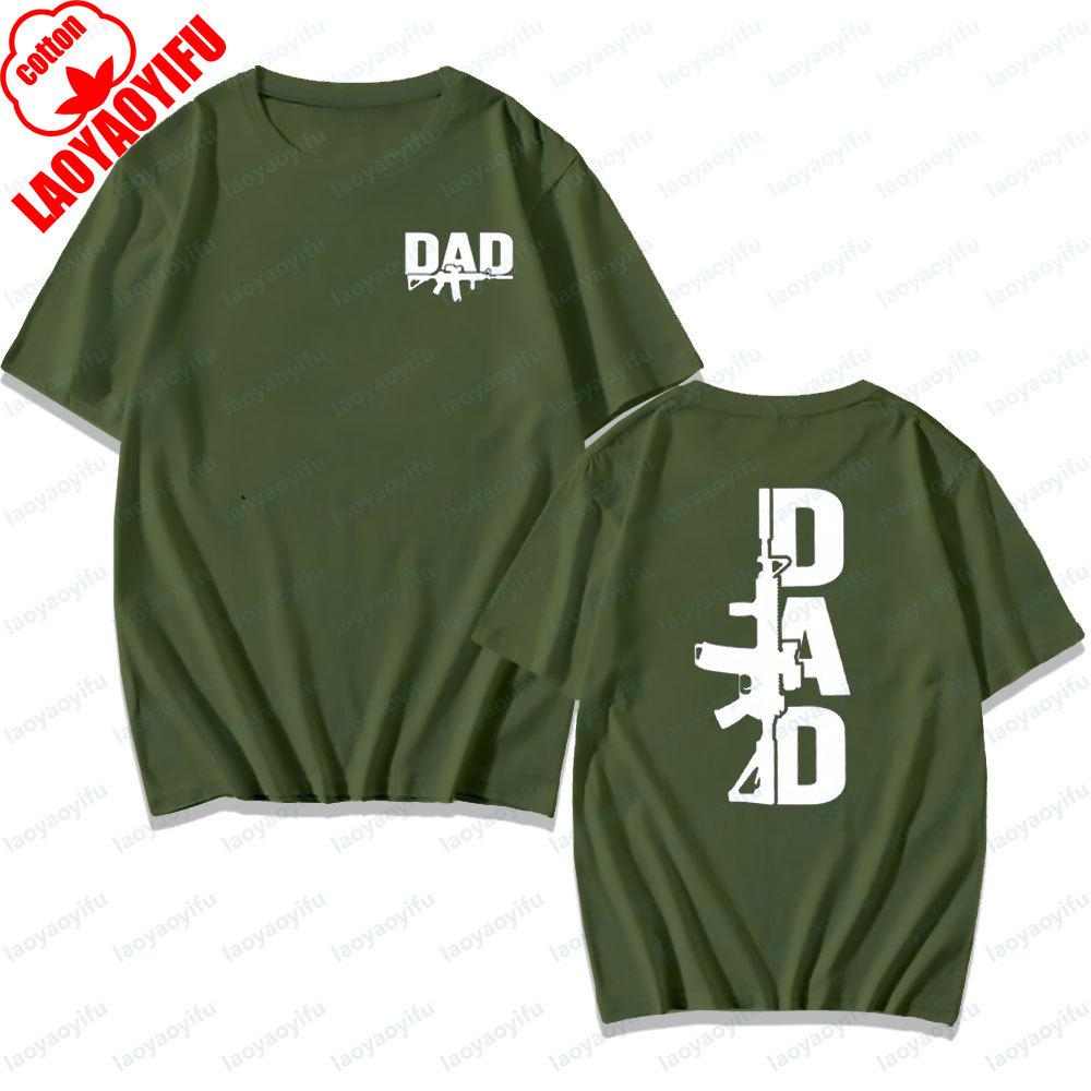 Army Dad TShirt Front Back Double Sided Print Shirt Gift of Clothing for The Father of A Veteran Soldier Daily Life Mens Tee