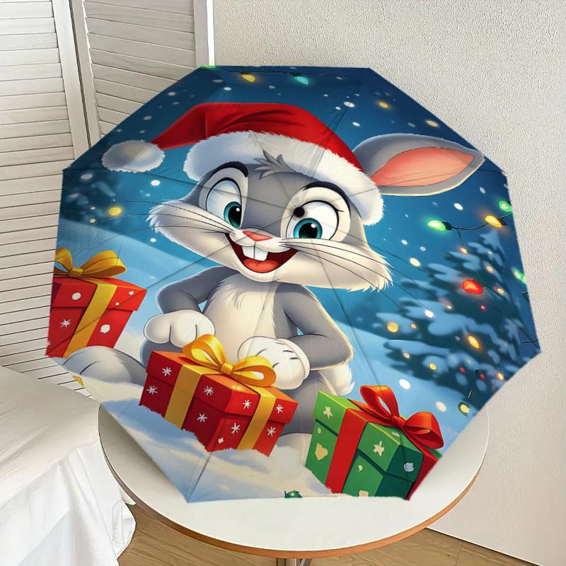 1PC Warner Christmas Rabbit Automatic Open/Close Umbrella with Windproof, 97-Rib Sturdy Canopy, Durable Ribs1314A
