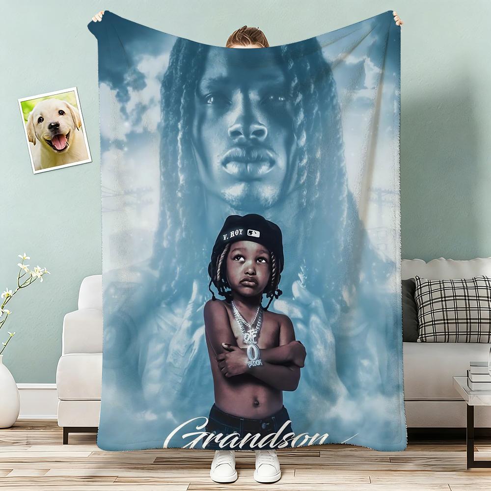 King Rapper Von Throw Lightweight 240G Flannel Blanket Soft Skin-Friendly For Summer Cooling