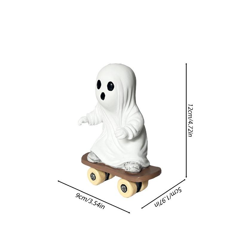 

Halloween Skateboard Ghost Statue Home Office Desktop Decoration Creative Funny Resin Ornament белый