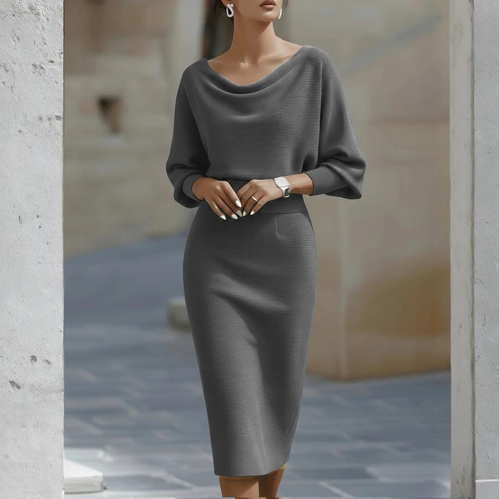 Damen Casual Mode Rundausschnitt 3/4 Ärmel Retro Weihnachtsdruck Retro Kleid