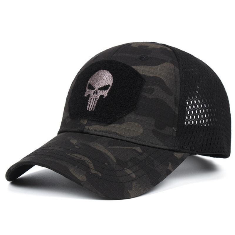 Unisex Skull Embroidered Top with Patch Breathable Baseball Caps Spring and Autumn Outdoor Adjustable Casual Hat Sunscreen Hat