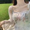 Autumn Women's Floral Chiffon Sweet Gentle Style Long Sleeve French Princess Dress