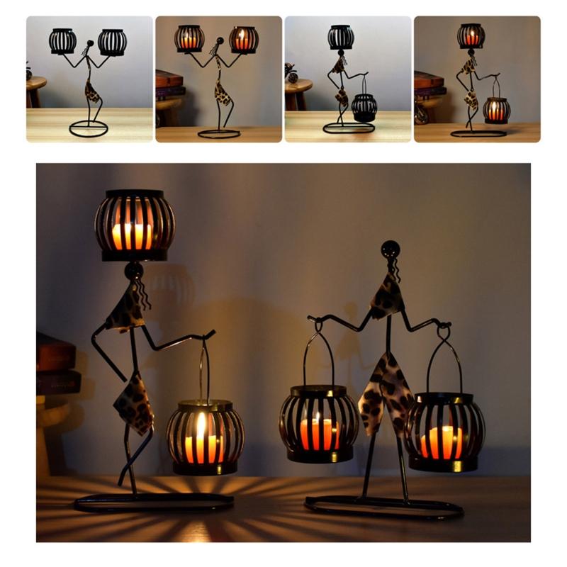 Modern Iron Figure Candlestick Holders Candlestick Desktop Art Decorations for Home Perfect Collectible Art Room Decors