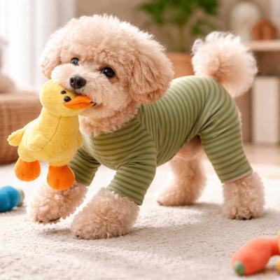 Soft Dog Striped Jumpsuit Four-legged Dog Pajamas Dog Recovery Suit  Belly Protective
