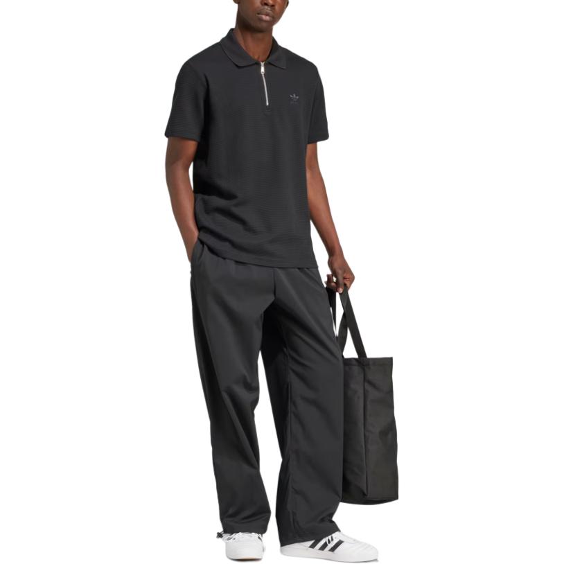 Adidas Originals Essential Trefoil Essentials Waffle Polo Shirt Men Polo Shirts Black IW5803