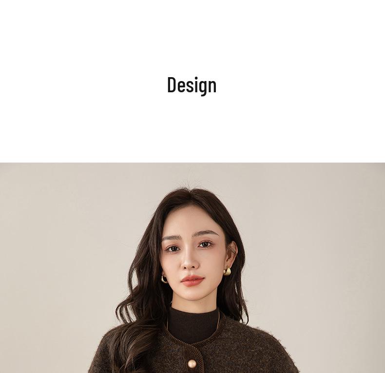 Xinge Women's 2025 Autumn/Winter French Chic Round Neck Woolen Jacket